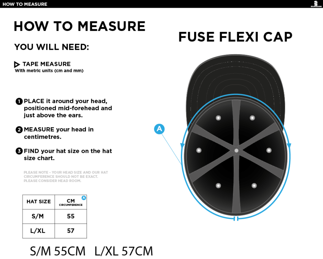 Richmond CC - Fuse Flexi Cap - Bottle - Size Guide