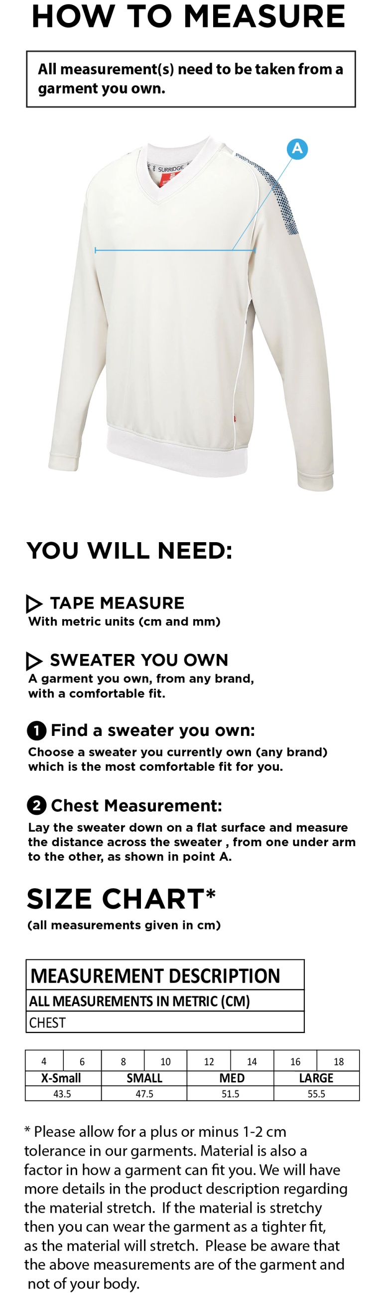 Richmond CC - Blast Long Sleeve Sweater - Women's Fit - Size Guide