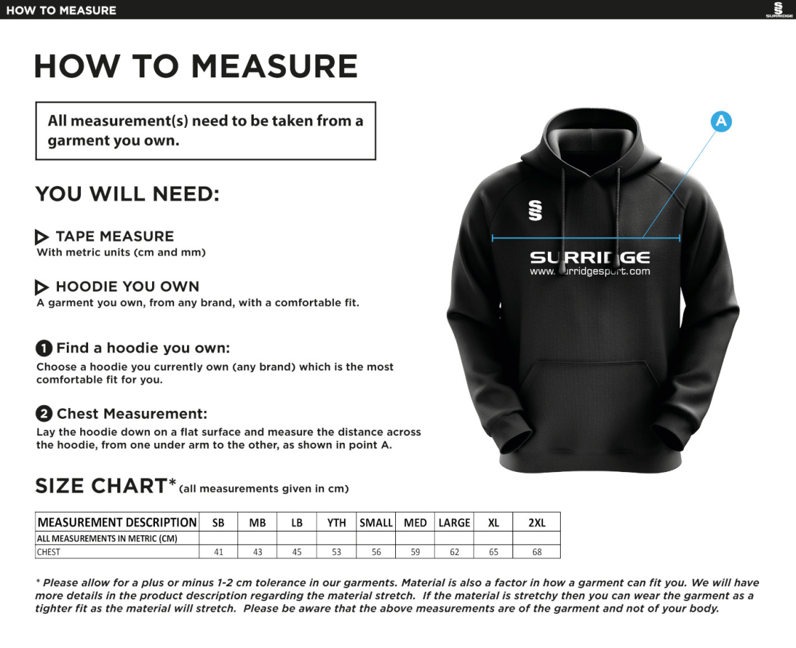 Richmond CC - Blade Hoody - Unisex Fit - Size Guide
