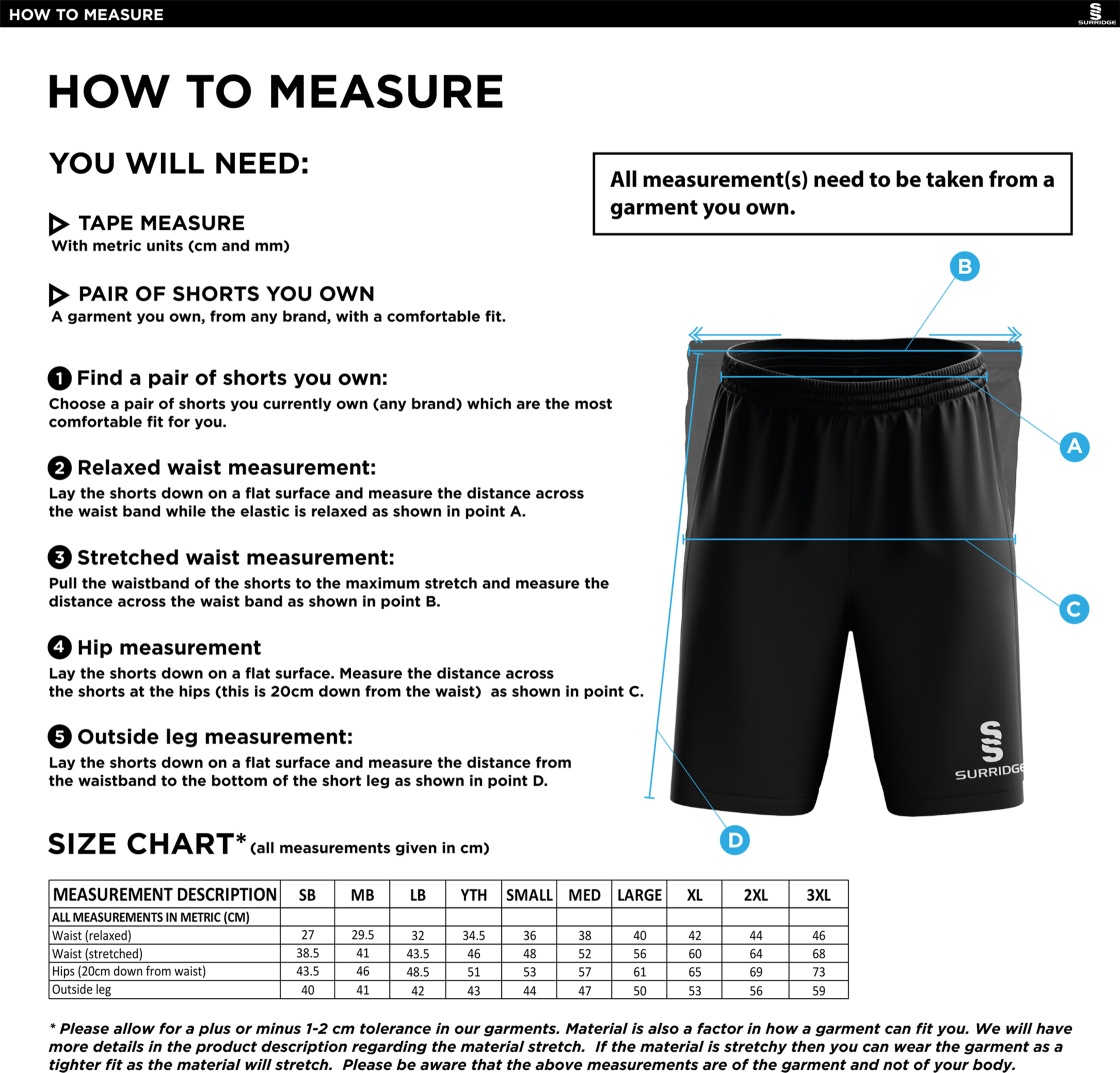 Richmond CC - Blade Shorts - Unisex Fit - Size Guide